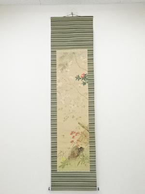 北上聖牛筆　春　肉筆絹本掛軸（共箱）